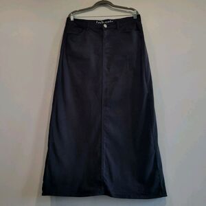 Inherit 11/12 Stella Sable Denim Black Long Modest Maxi Straight Stretch Skirt